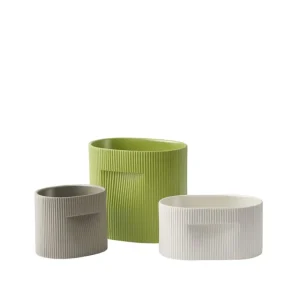 Muuto Indoor-gardening^Ridge Blumentopf, H 24 cm, moosgrün