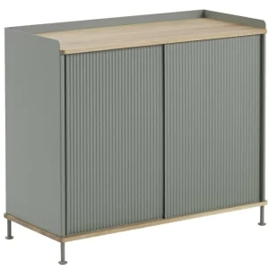 Audo Copenhagen Aufbewahrungsmöbel-Muuto Sideboard Enfold, 100 cm, hoch, Eiche – staubgrün