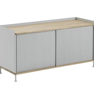 Audo Copenhagen Aufbewahrungsmöbel-Muuto Sideboard Enfold, 124 cm, niedrig, Eiche – grau