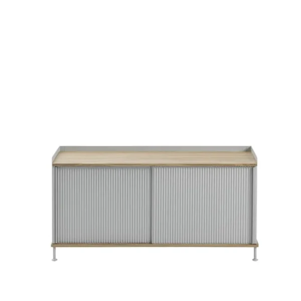 Audo Copenhagen Aufbewahrungsmöbel-Muuto Sideboard Enfold, 124 cm, niedrig, Eiche – grau