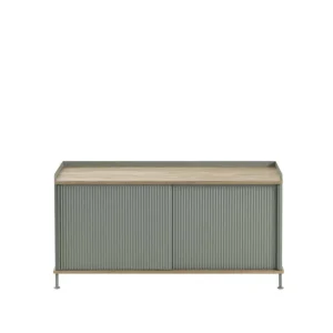 Audo Copenhagen Aufbewahrungsmöbel-Muuto Sideboard Enfold, 124 cm, niedrig, Eiche – staubgrün