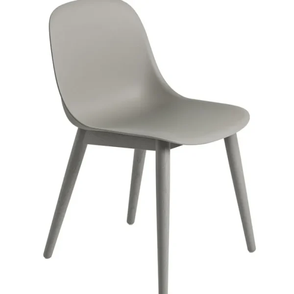 Artek Sitzgelegenheiten-Muuto Stuhl Fiber, Holzfuß, grau