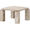 Carl Hansen & Su00f8n Tische-New Works Atlas Couchtisch, 60 x 60 cm, Travertin ungefüllt