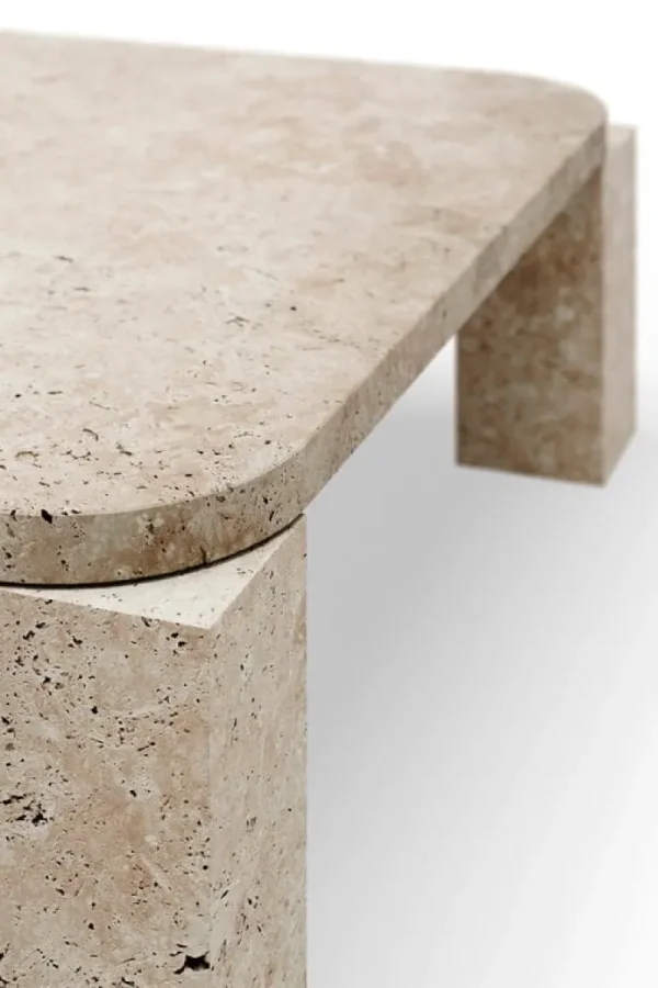 Carl Hansen & Su00f8n Tische-New Works Atlas Couchtisch, 60 x 60 cm, Travertin ungefüllt