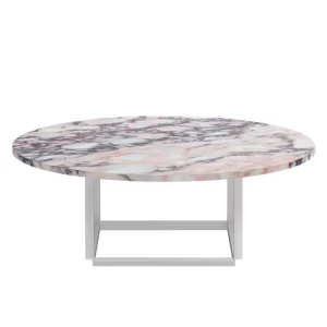 Eberhart Furniture Tische-New Works Florence Couchtisch, 90 cm, Weiß – weißer Viola-Marmor
