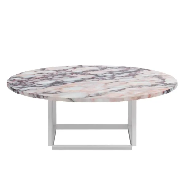 Eberhart Furniture Tische-New Works Florence Couchtisch, 90 cm, Weiß – weißer Viola-Marmor
