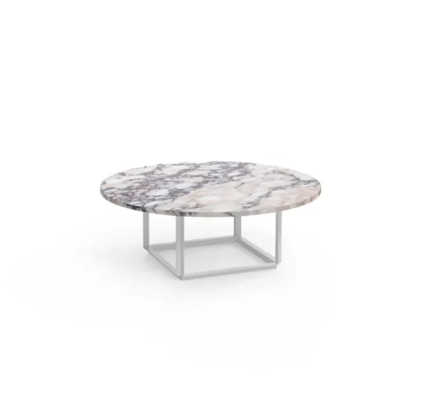 Eberhart Furniture Tische-New Works Florence Couchtisch, 90 cm, Weiß – weißer Viola-Marmor