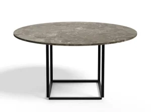 New Works Tische-Florence Esstisch, 145 cm, Schwarz - grauer Marmor