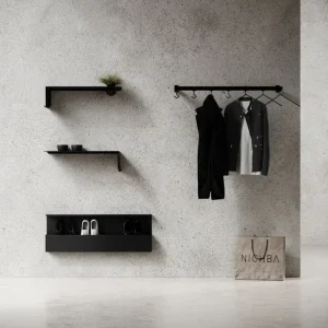 Nichba Garderoben Und Kleiderbügel^HangSys Aufhängesystem, mittel, Schwarz