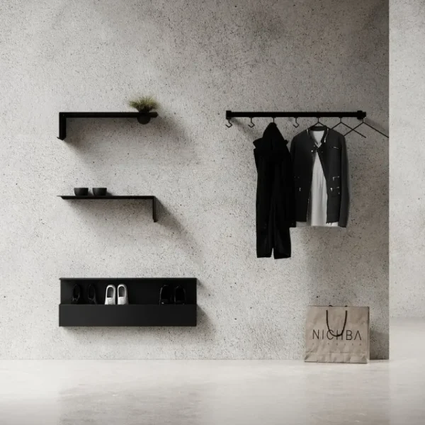 Nichba Garderoben Und Kleiderbügel^HangSys Aufhängesystem, mittel, Schwarz