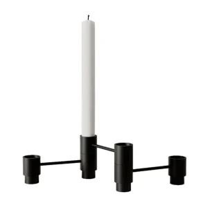 ferm LIVING Kerzen Und Kerzenhalter-Nichba Structure Kerzenhalter, 3 Stück, Schwarz