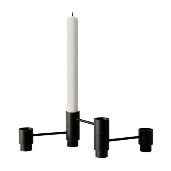 ferm LIVING Kerzen Und Kerzenhalter-Nichba Structure Kerzenhalter, 3 Stück, Schwarz