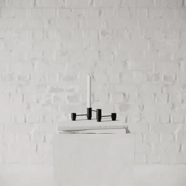 ferm LIVING Kerzen Und Kerzenhalter-Nichba Structure Kerzenhalter, 3 Stück, Schwarz
