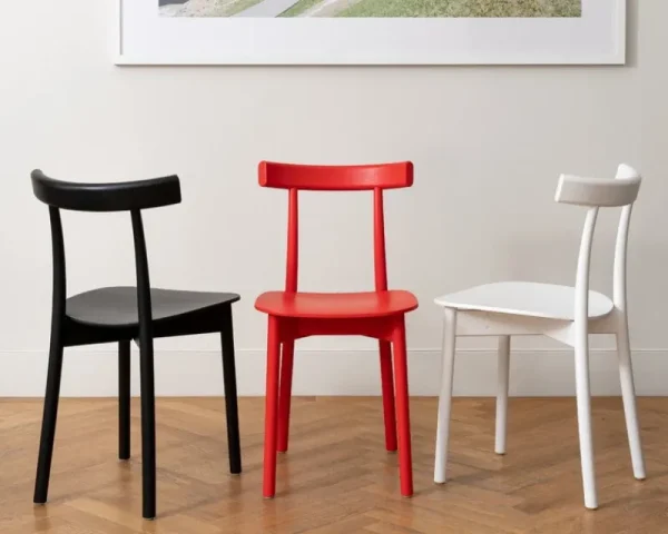 Knoll Sitzgelegenheiten-Nine Skinny Stuhl, rot gebeizte Esche