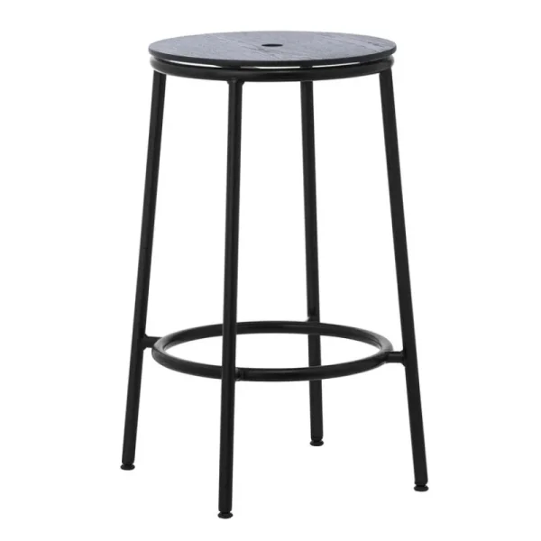 Normann Copenhagen Sitzgelegenheiten-Circa Barhocker, 65 cm, schwarzer Stahl - schwarze Eiche