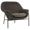 Woodnotes Sitzgelegenheiten-Normann Copenhagen Drape Loungesessel, niedrig, Leder braun- Hallingdal 270 - Schw.