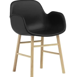 Normann Copenhagen Sitzgelegenheiten-Form Armlehnstuhl, Eiche - schwarzes Ultra-Leder