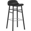 &Tradition Sitzgelegenheiten-Normann Copenhagen Form Barhocker, 75 cm, Eiche schwarz - schwarzes Ultra-Leder