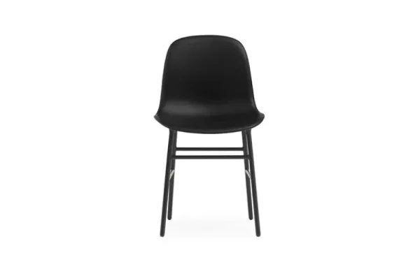 Normann Copenhagen Sitzgelegenheiten-Form Stuhl, schwarzer Stahl - schwarzes Ultra-Leder