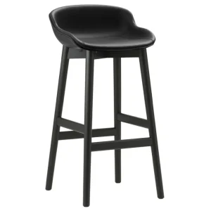 Pedrali Sitzgelegenheiten-Normann Copenhagen Hyg Barhocker, 75 cm, Eiche schwarz – Schwarzes Leder Ultra