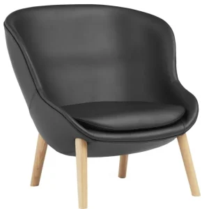 Normann Copenhagen Sitzgelegenheiten-Hyg Loungesessel, niedrig, Eiche - schwarzes Leder Ultra
