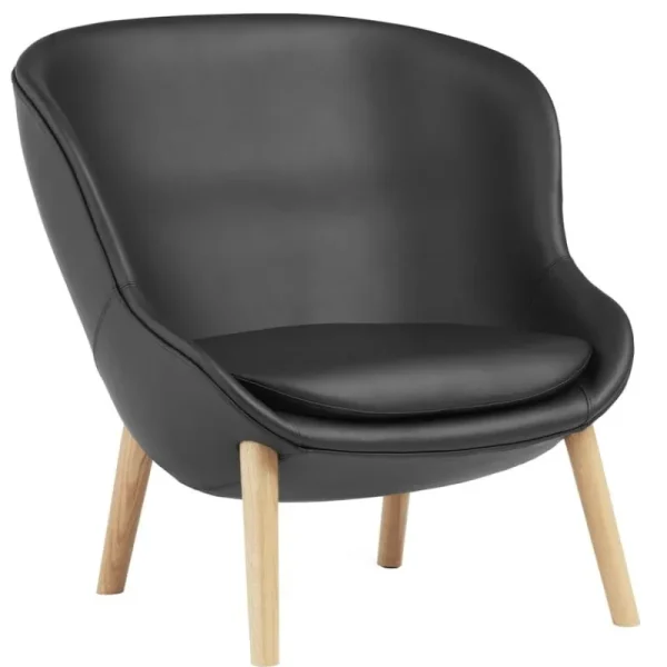 Normann Copenhagen Sitzgelegenheiten-Hyg Loungesessel, niedrig, Eiche - schwarzes Leder Ultra