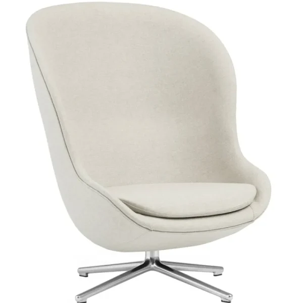 Normann Copenhagen Sitzgelegenheiten-Hyg Loungesessel, hoch, drehbar, Aluminium - Main Line Flax 20