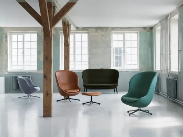 Normann Copenhagen Sitzgelegenheiten-Hyg Loungesessel, niedrig, drehbar, Aluminium - Main Line Flax 2