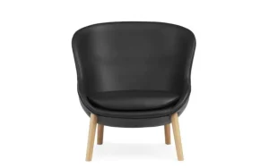 Normann Copenhagen Sitzgelegenheiten-Hyg Loungesessel, niedrig, Eiche - schwarzes Leder Ultra