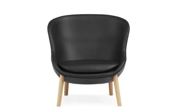 Normann Copenhagen Sitzgelegenheiten-Hyg Loungesessel, niedrig, Eiche - schwarzes Leder Ultra