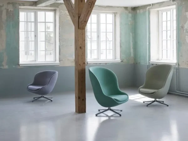 Normann Copenhagen Sitzgelegenheiten-Hyg Loungesessel, niedrig, drehbar, Aluminium - Main Line Flax 2