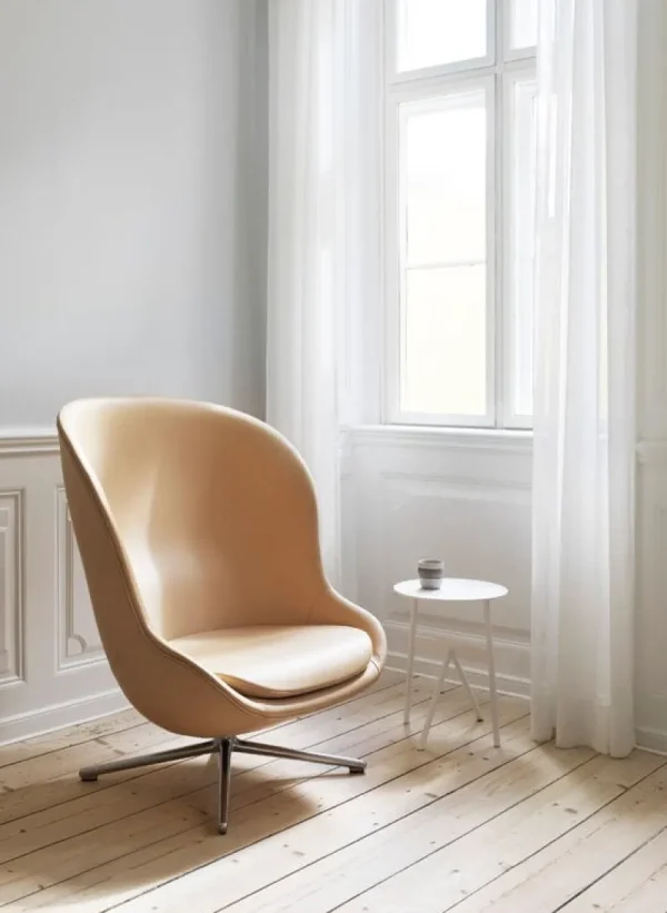 Normann Copenhagen Sitzgelegenheiten-Hyg Loungesessel, hoch, drehbar, Aluminium - Main Line Flax 20