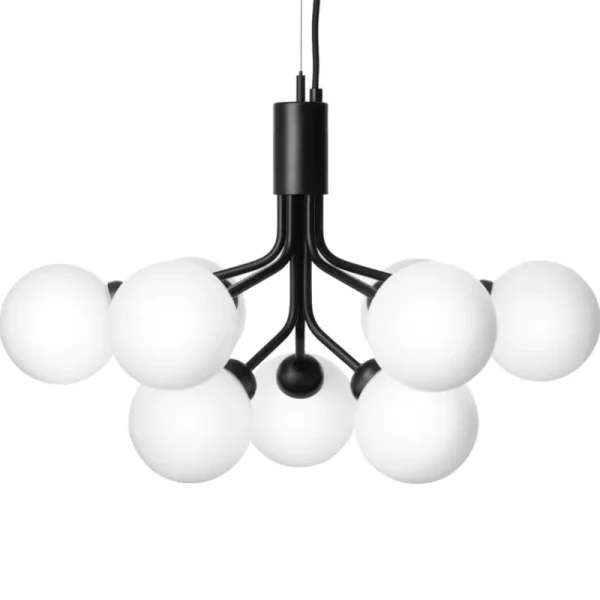 Nuura Deckenleuchten-Apiales 9 Pendelleuchte, satinschwarz/opalweiß