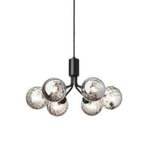 Normann Copenhagen Deckenleuchten-Nuura Apiales 6 Pendelleuchte, Satinschwarz - Rauchglas