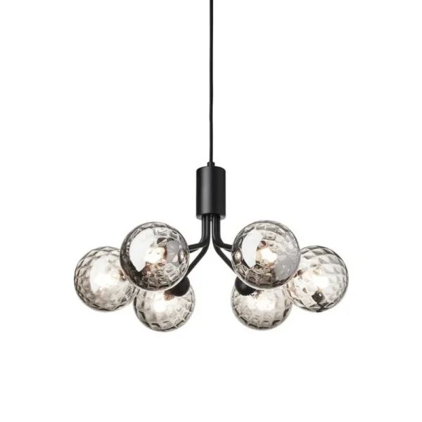 Normann Copenhagen Deckenleuchten-Nuura Apiales 6 Pendelleuchte, Satinschwarz - Rauchglas