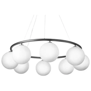 Woud Deckenleuchten-Nuura Miira 8 Circular Pendelleuchte, Steingrau - Opalweiß