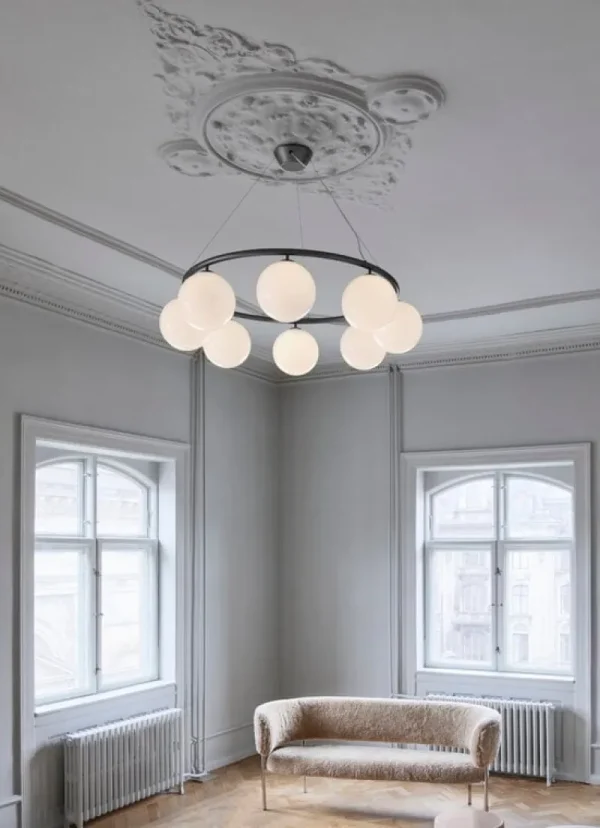 Woud Deckenleuchten-Nuura Miira 8 Circular Pendelleuchte, Steingrau - Opalweiß