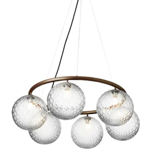 Normann Copenhagen Deckenleuchten-Nuura Miira 6 Pendelleuchte, kreisförmig, dunkel bronzen – klar