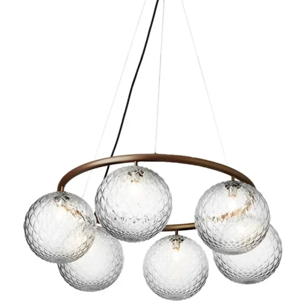 Normann Copenhagen Deckenleuchten-Nuura Miira 6 Pendelleuchte, kreisförmig, dunkel bronzen – klar