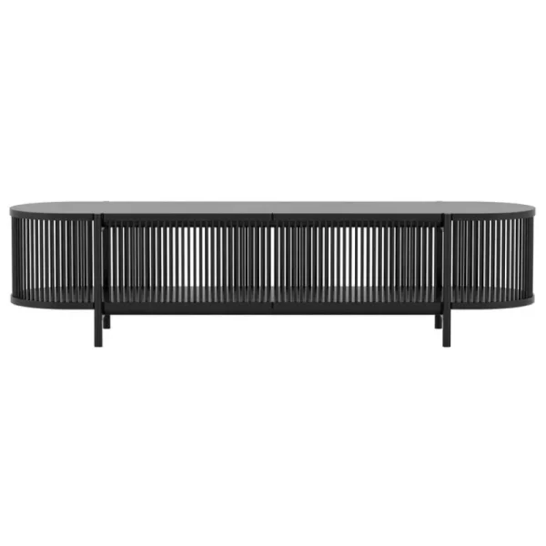 Poiat Aufbewahrungsmöbel-Bastone Sideboard mit Türen, niedrig, Schwarz