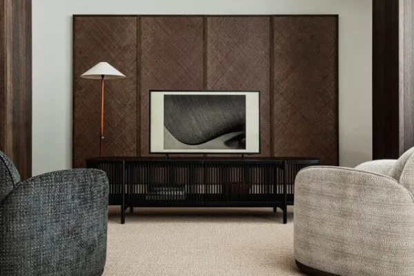 Poiat Aufbewahrungsmöbel-Bastone Sideboard mit Türen, niedrig, Schwarz