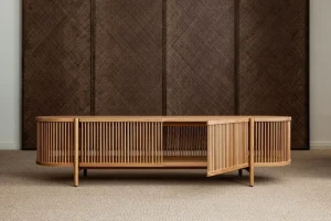 Poiat Aufbewahrungsmöbel-Bastone Sideboard mit Türen, niedrig, Eiche