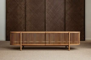 Poiat Aufbewahrungsmöbel-Bastone Sideboard mit Türen, niedrig, Eiche