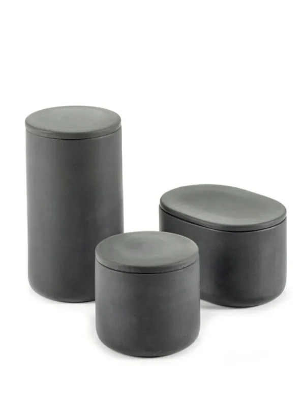 Serax Badezimmeraccessoires^Cose Behälter mit Deckel, oval, L, Dunkelgrau