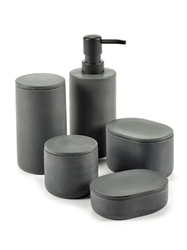 Serax Badezimmeraccessoires^Cose Behälter mit Deckel, oval, L, Dunkelgrau