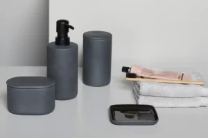 Serax Badezimmeraccessoires^Cose Behälter mit Deckel, oval, L, Dunkelgrau