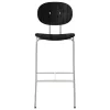 Carl Hansen & Su00f8n Sitzgelegenheiten-Sibast Piet Hein Barhocker, 75 cm, Chrom - Eiche schwarz lackiert