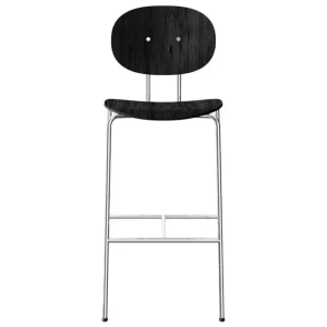 Carl Hansen & Su00f8n Sitzgelegenheiten-Sibast Piet Hein Barhocker, 75 cm, Chrom - Eiche schwarz lackiert