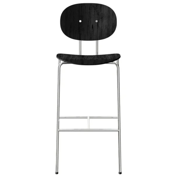 Carl Hansen & Su00f8n Sitzgelegenheiten-Sibast Piet Hein Barhocker, 75 cm, Chrom - Eiche schwarz lackiert
