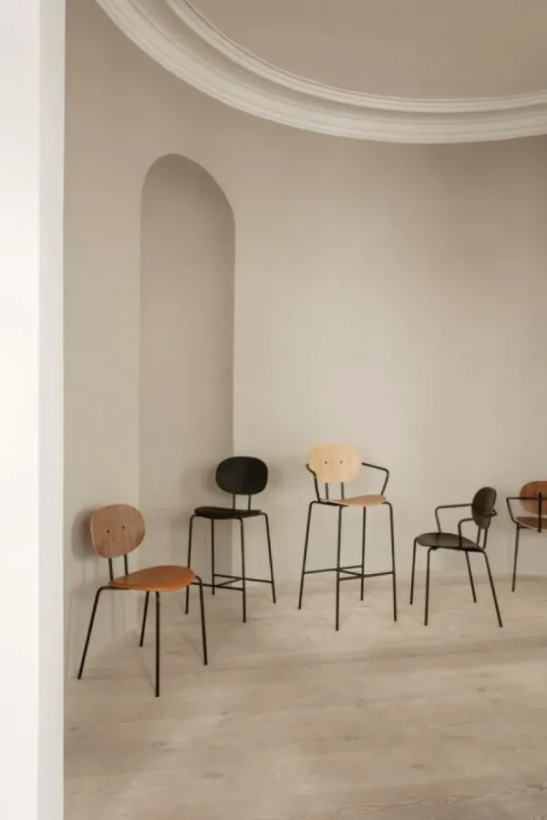 Carl Hansen & Su00f8n Sitzgelegenheiten-Sibast Piet Hein Barhocker, 75 cm, Chrom - Eiche schwarz lackiert